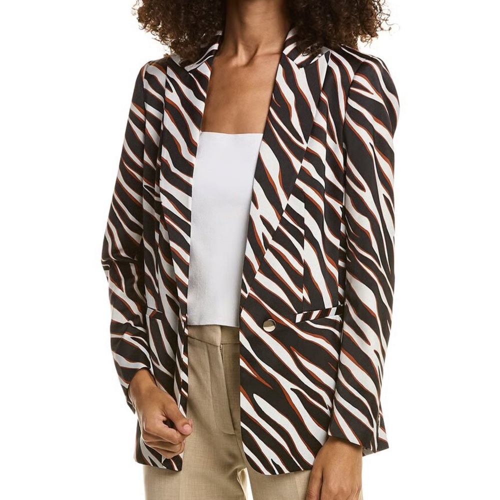 Anne Klein Zebra Print Blazer with Black and White Stripes